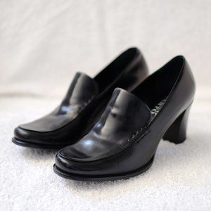 Franco Sarto Nolan Leather Loafer Black Heels